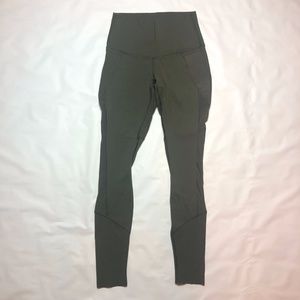 Lululemon High Rise Leggings Green Mesh Sides Women's 6